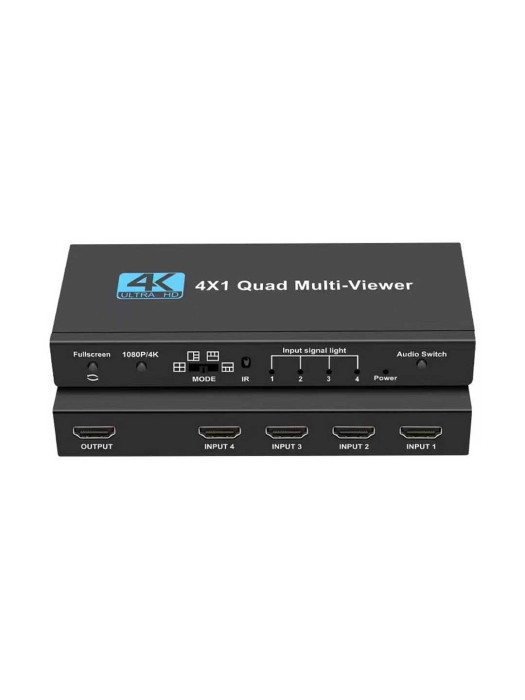4K HDMI MULTI-VIEWER SWITCH 4X1 QUAD SEAMLESS CONVERTER 4 IN 1